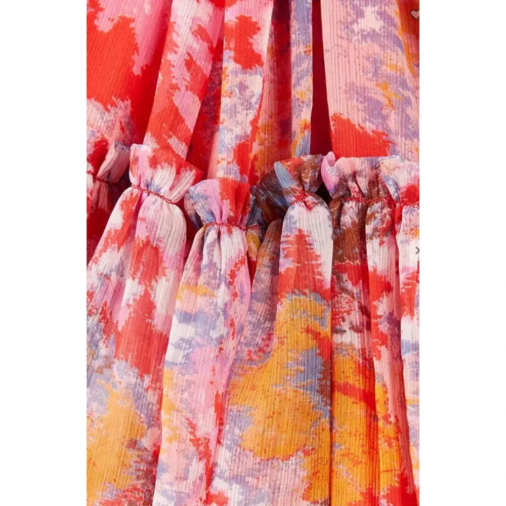 NEW FREE PEOPLE CHERRY RED PINK JULIANNA FLORAL MAXI DRESS SZ M